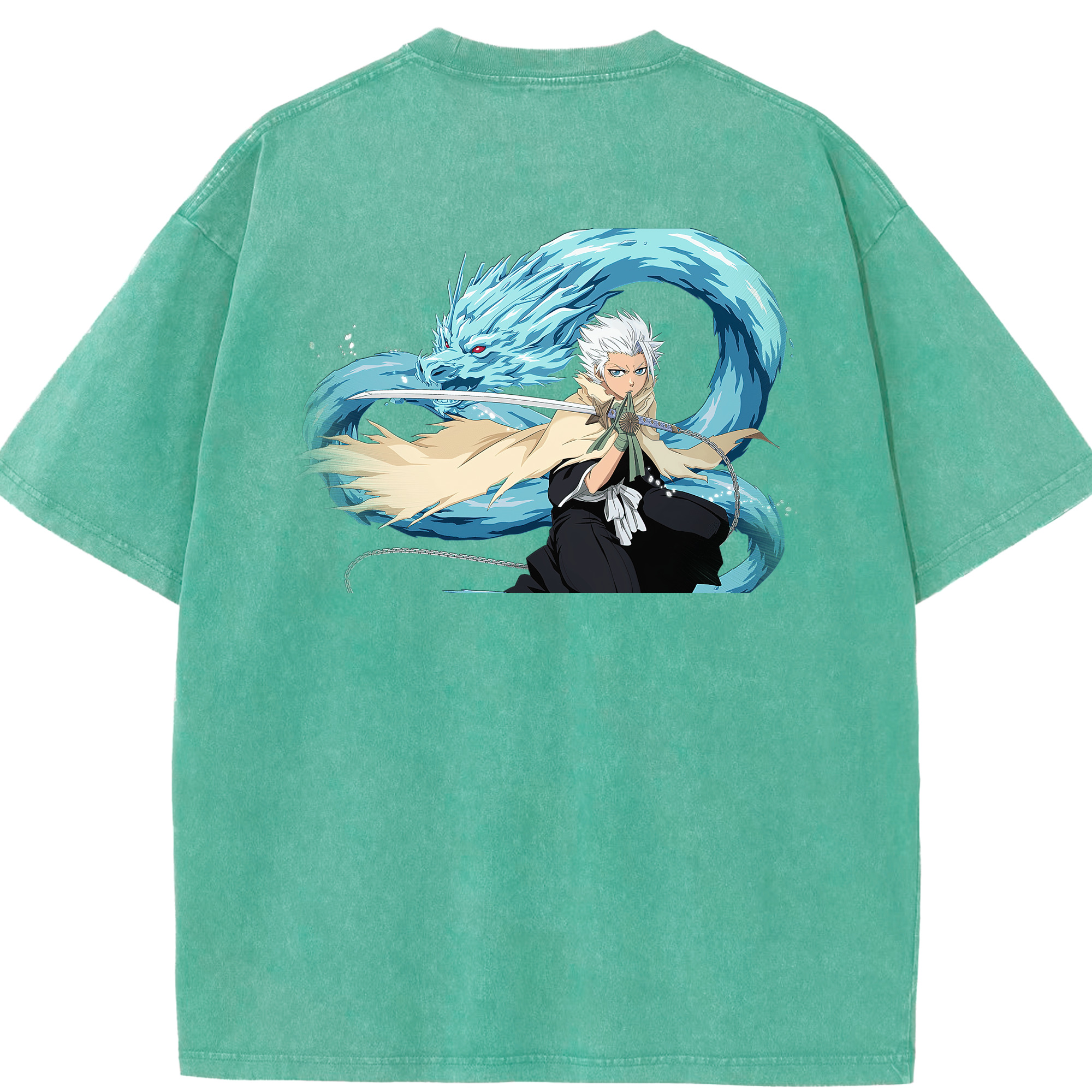 （画像用） ブリーチ 日番谷冬獅郎（ひつがや とうしろう） BLEACH Hitsugaya Toushirou 綿100% ヴィンテージ風 半袖Tシャツ（背面プリント）